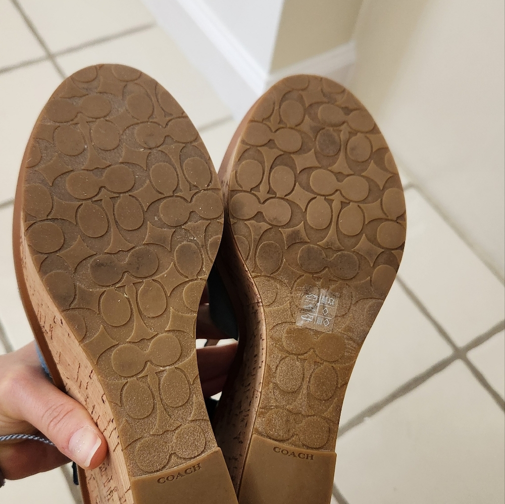 Coach Cross Band Wedge Sandals - Picture 3 of 4